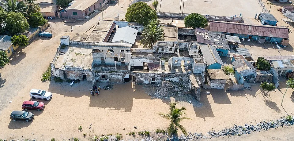 Aerial view of the Fort Prinzenstein in Keta in the Volta Region of Ghana