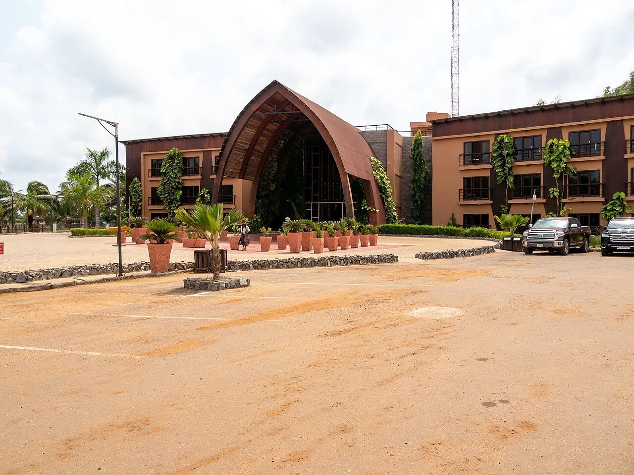 Entrance of Aqua Safari resort in Big Ada 